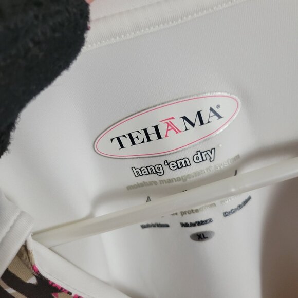 Tehama Hang 'em Dry Tennis Golf Polo Fun Printed Floral XL activewear women's - Picture 4 of 9